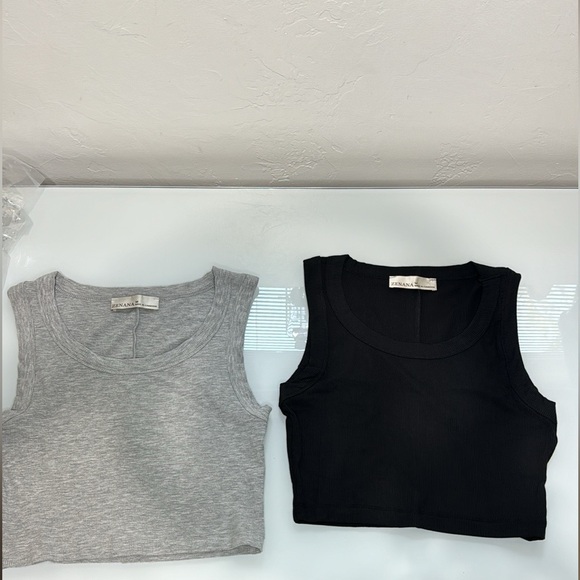 Zenana black & gray ribbed crop tank top bundle size Medium - Picture 5 of 11
